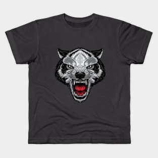 Angry Wolf Face Artwork for everyone who love wild life Kids T-Shirt